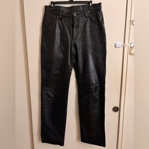 Vintage Ambition 100% Leather Black Straight-Leg Pants Size 32